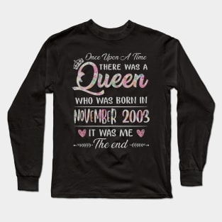 Girls 17th Birthday Queen November 2003 17 Years Old Long Sleeve T-Shirt